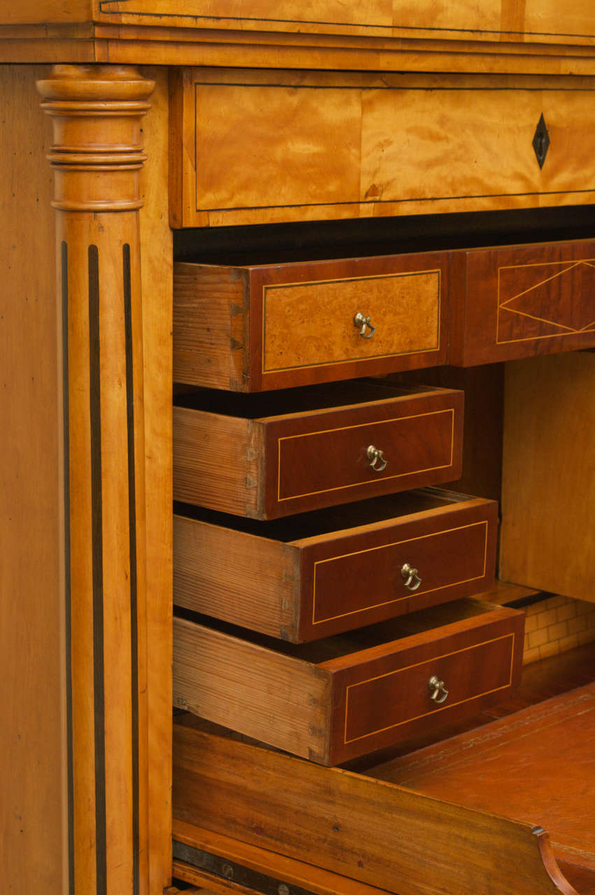 Biedermeier Birchwood & Satinwood Drop Front Secretaire-STORE CLOSING MAY 31ST In Excellent Condition For Sale In San Mateo, CA